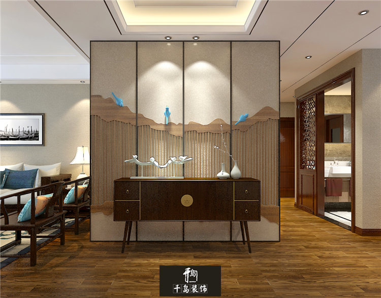 漢德九洲城166㎡四居新中式入戶(hù)玄關(guān)裝修效果圖